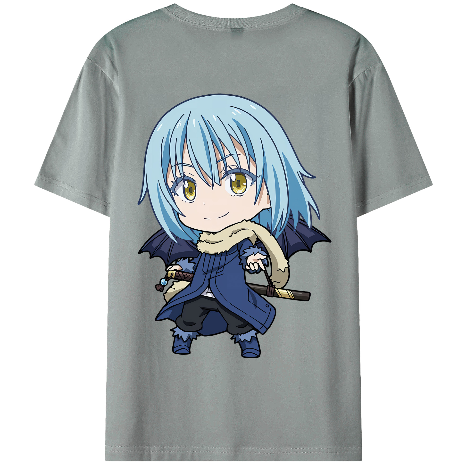 （画像用） 転スラ Regarding Reincarnated to Slime 綿100％ メンズ半袖Tシャツ（バックプリント） 通気性